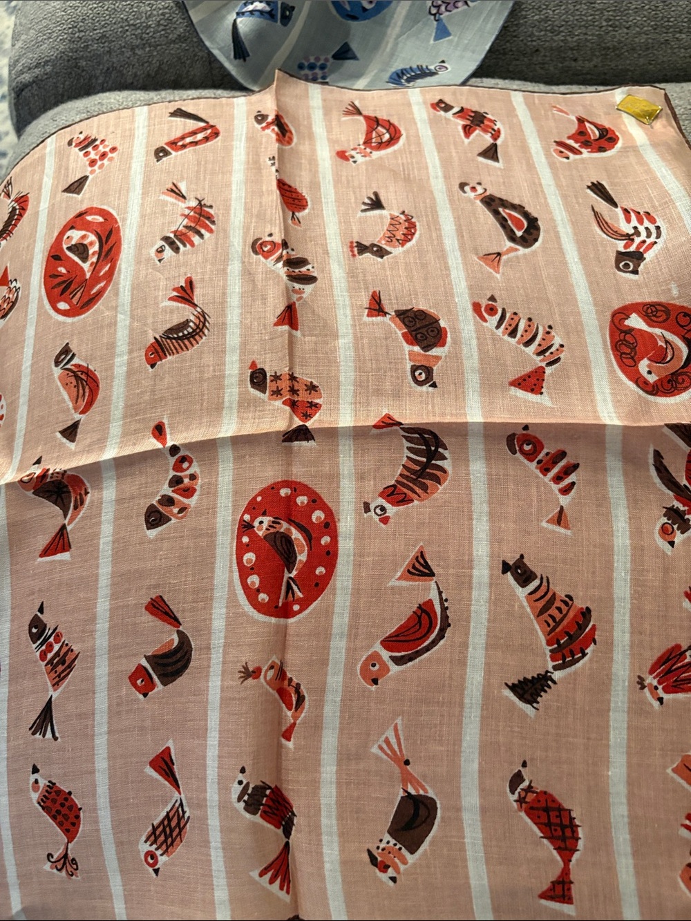 Pure linen handkerchief Jeanne miller vintage classical motif